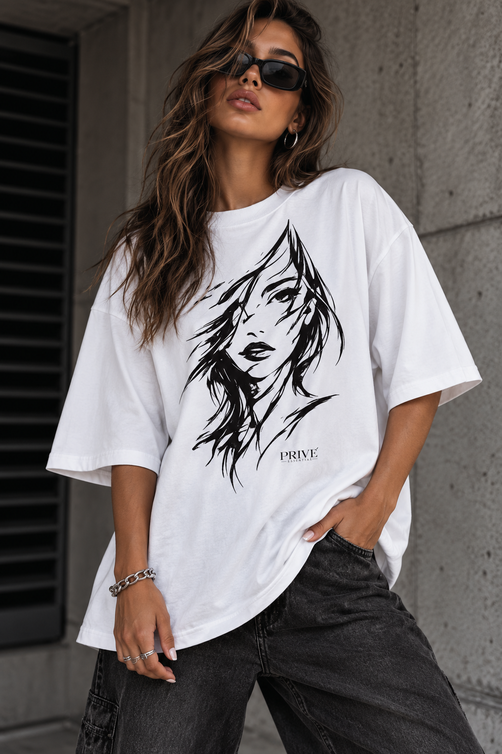 Beauty – Oversize T-Shirt mit Front- und Rückenprint – PRIVE COLLECTIVE