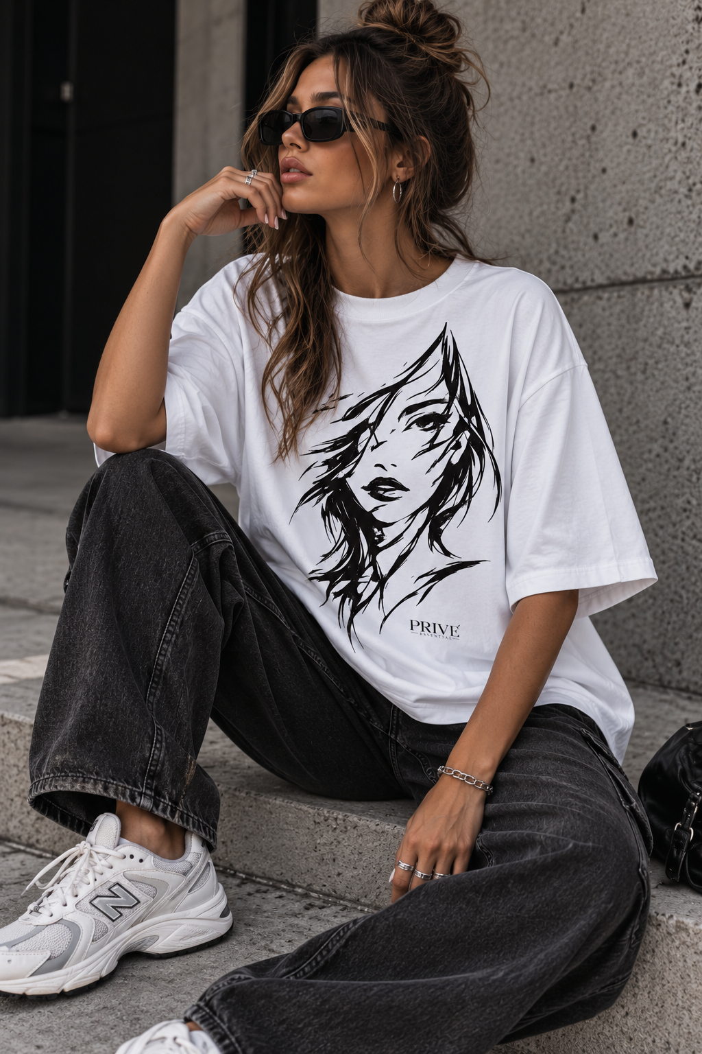 Beauty – Oversize T-Shirt mit Front- und Rückenprint – PRIVE COLLECTIVE