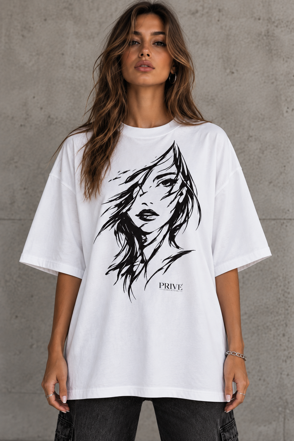 Beauty – Oversize T-Shirt mit Front- und Rückenprint – PRIVE COLLECTIVE