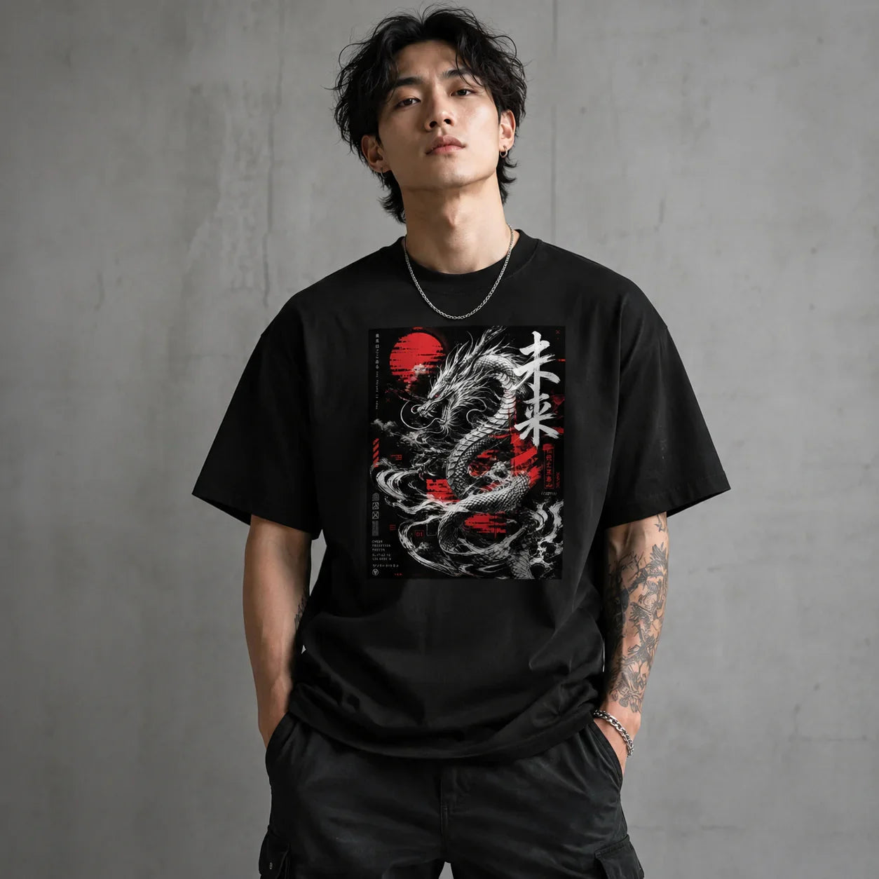 Oversized T-Shirt Dragon Abstrakt