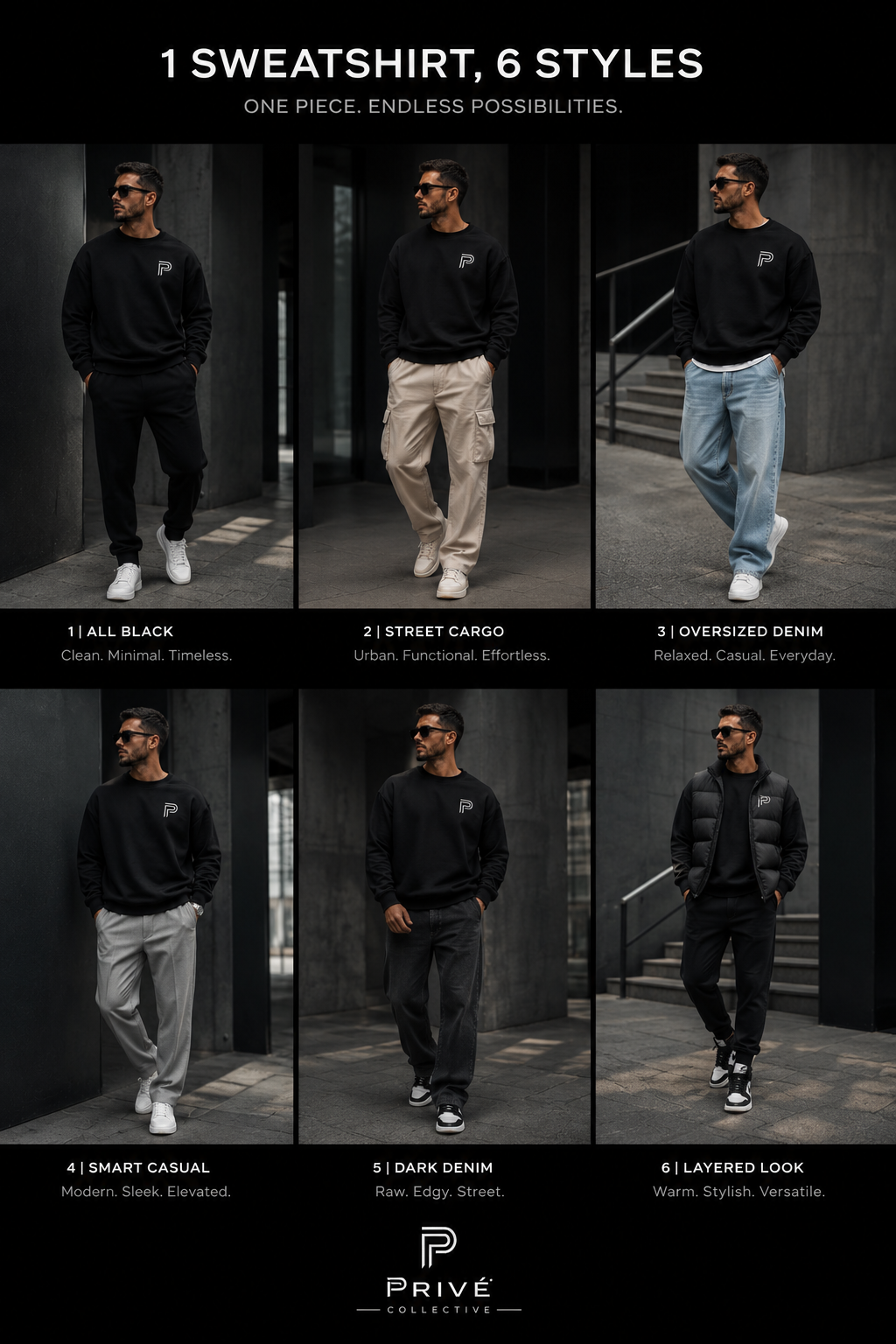 Prive - Premium Sweatshirt mit gesticktem Logo