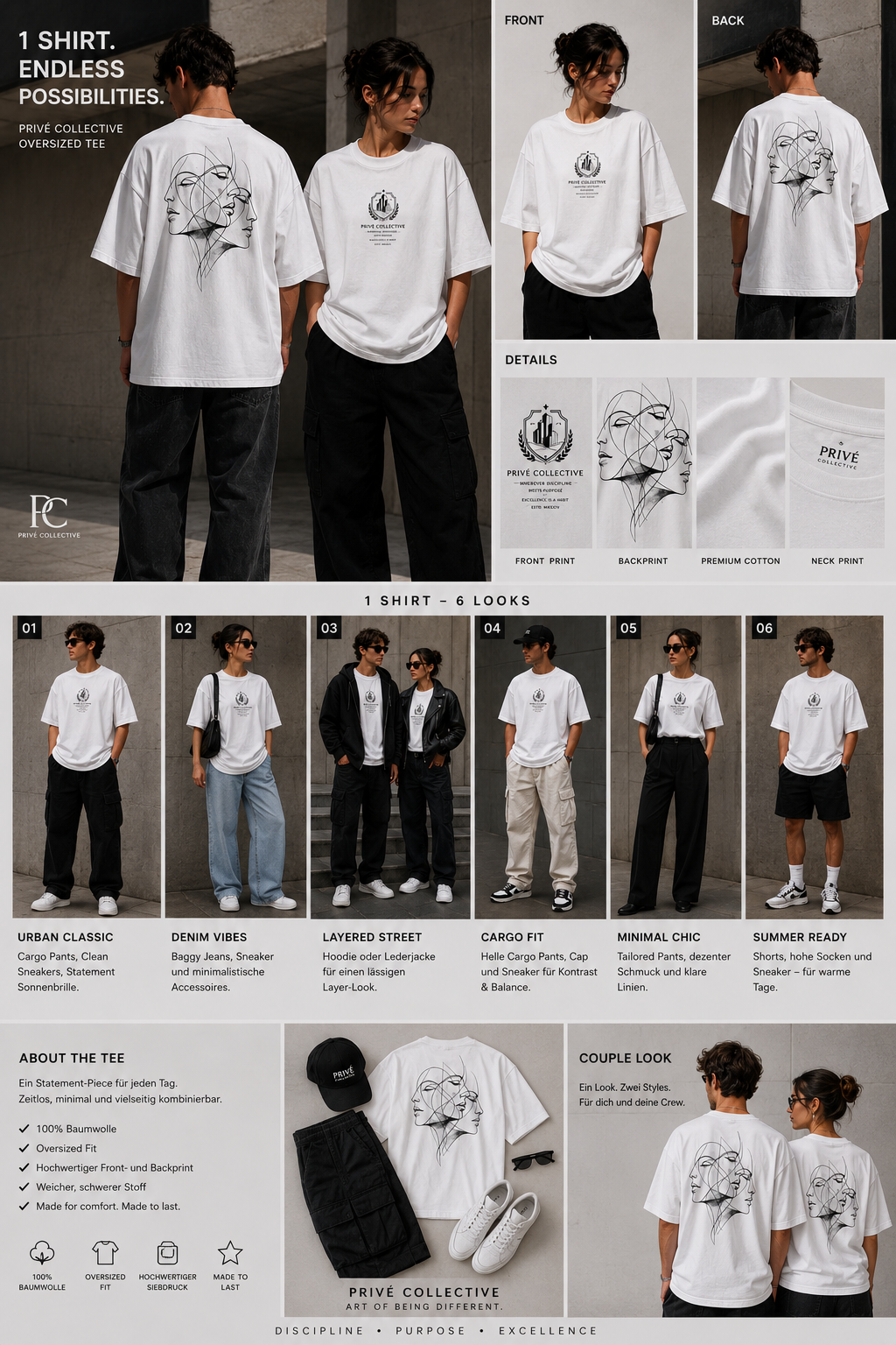 Les 3 visages II - Oversized Premium T-Shirt