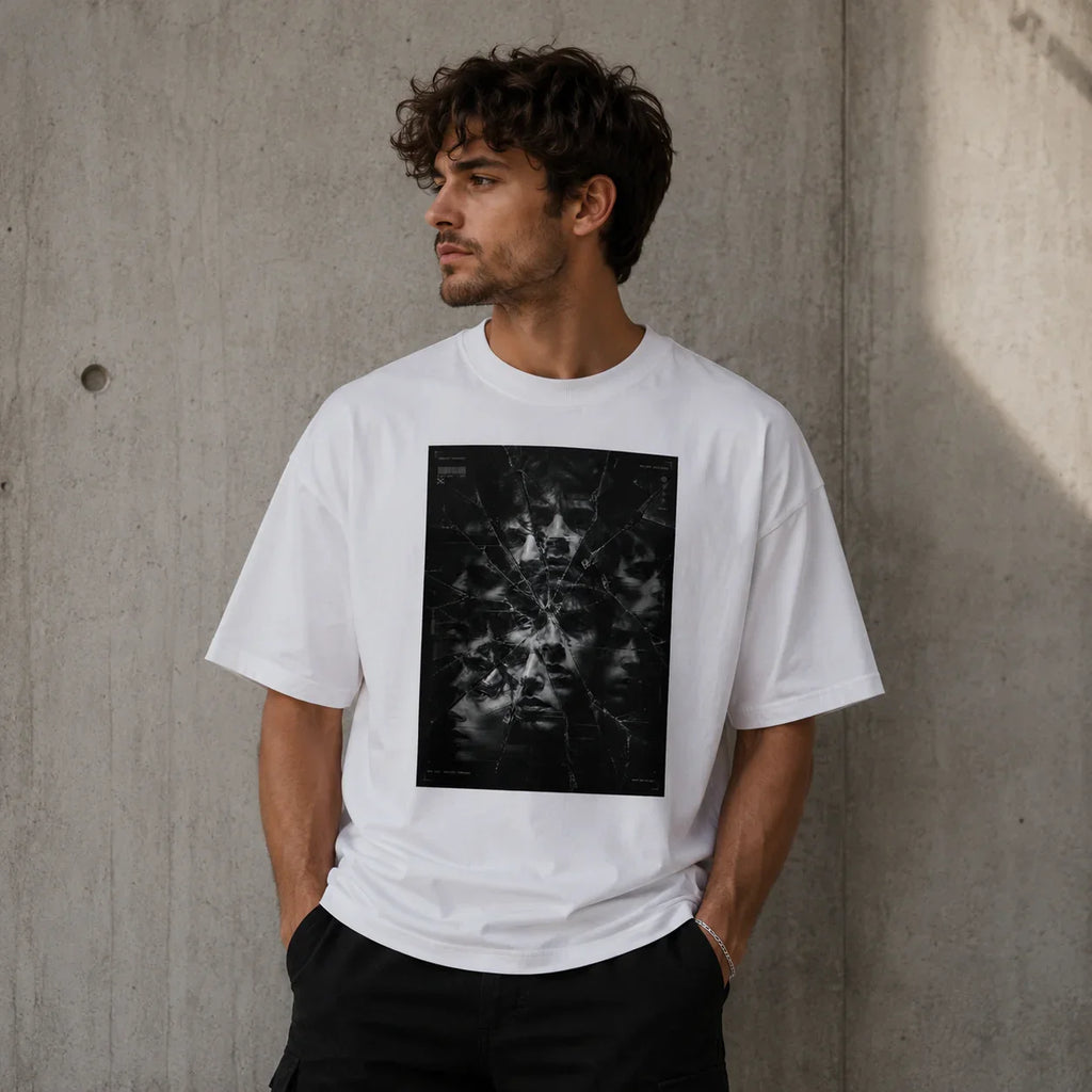 Oversized T-Shirt Face Mirrow Abstrakt