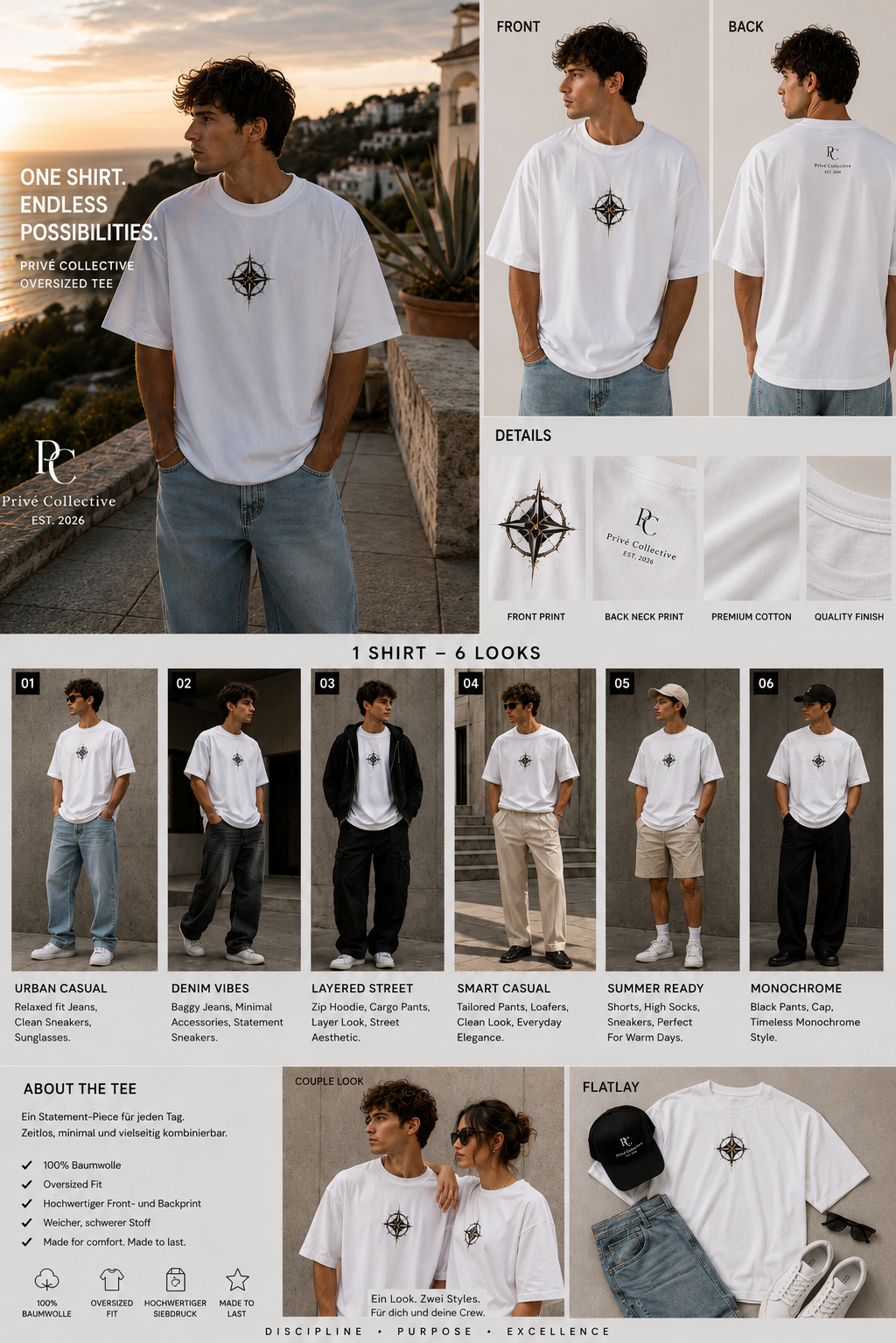 Boussole Céleste - Oversized Premium T-Shirt