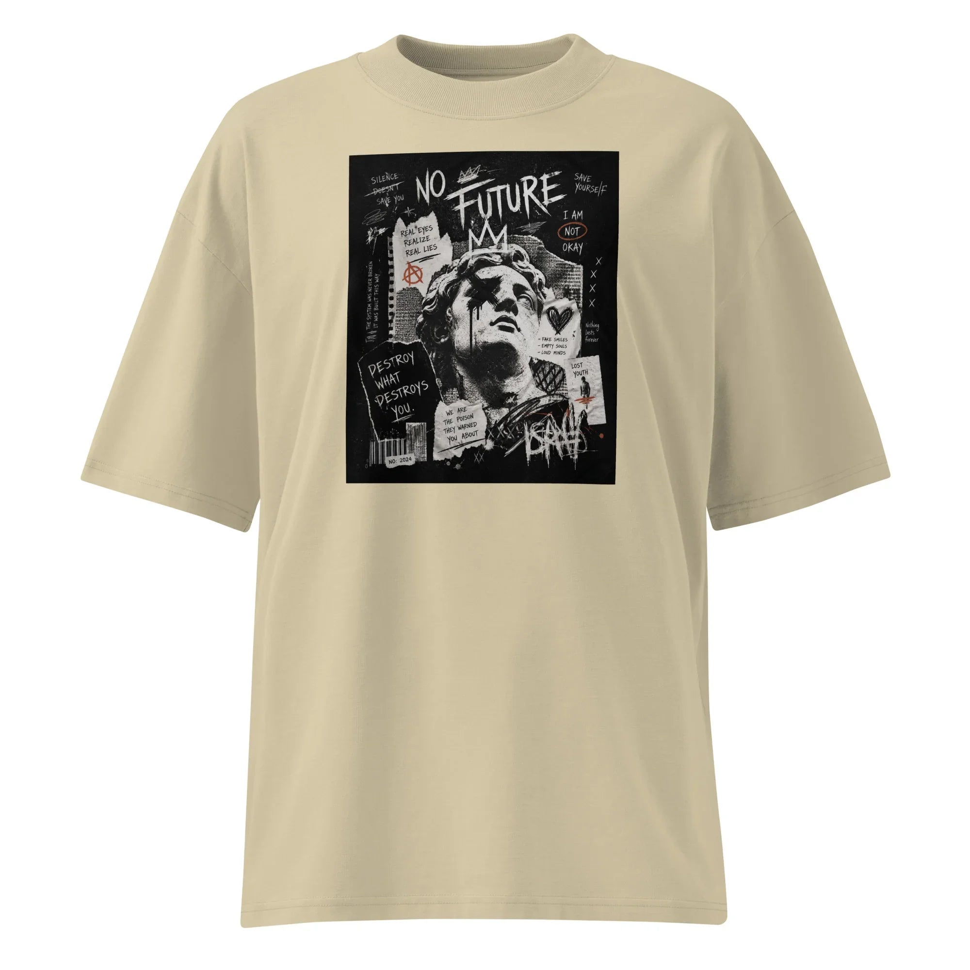 Oversized T-Shirt No Future Abstrakt